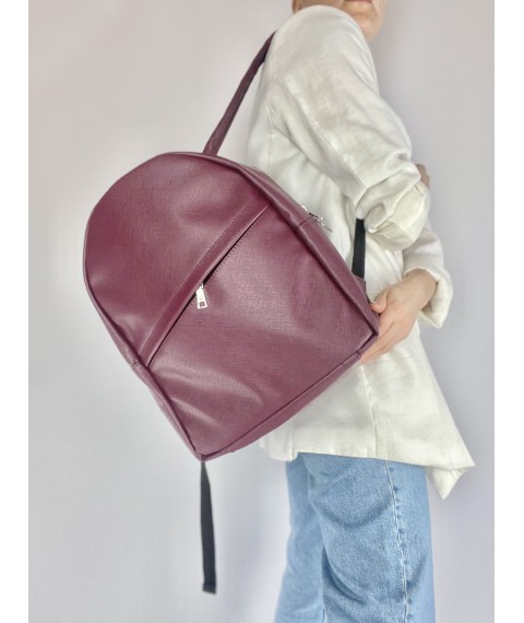 Women's Medium Urban Backpack with Diagonal Faux Leather Pocket Matt Purple
