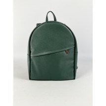 Женский городской рюкзак среднего размера с диагональным карманом из экокожи лакоста матовый зеленый RM5x4