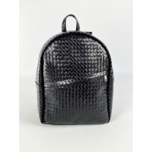 Women's Urban Backpack Medium Woven Eco Leather Black