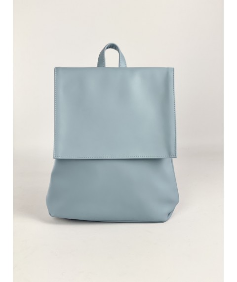 Women's backpack with a flap city average of eco-leather blue