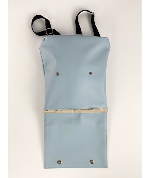 Women's backpack with a flap city average of eco-leather blue