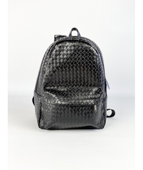 Backpack female urban medium sports made of eco-leather waterproof black