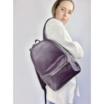 Рюкзак жіночий у стилі унісекс міський середній спортивний з екокожі непромокаємий фіолетовий матовий