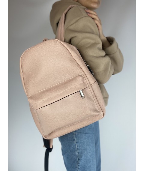 Розовый рюкзак женский для прогулок экокожа M2x5
