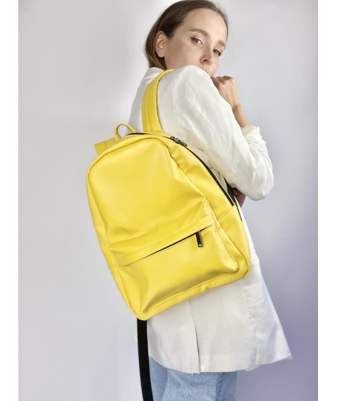 Рюкзак женский в стиле унисекс  городской средний спортивный из экокожи непромокаемый яркий желтый M2x33