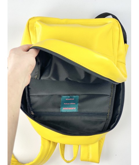 Рюкзак женский в стиле унисекс  городской средний спортивный из экокожи непромокаемый яркий желтый M2x33