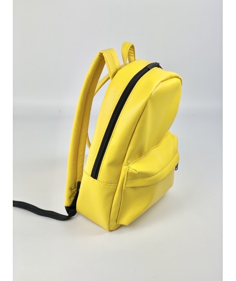 Backpack female unisex urban medium sports eco-leather waterproof bright yellow M2x33