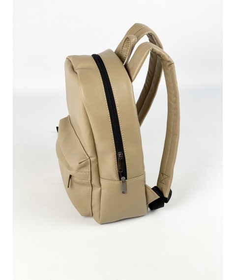 Women's urban backpack made of eco-leather beige M2x16