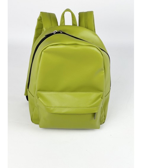 Backpack for women urban medium sports made of eco-leather waterproof green khaki M2x32