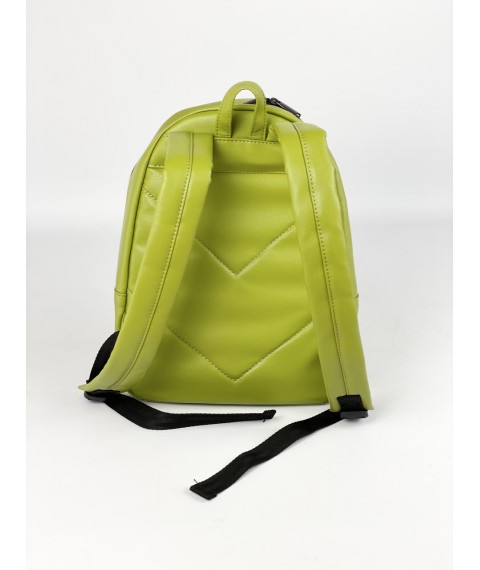 Backpack for women urban medium sports made of eco-leather waterproof green khaki M2x32