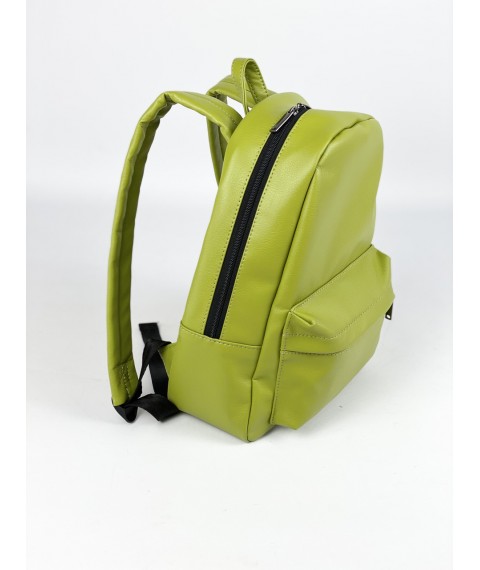 Backpack for women urban medium sports made of eco-leather waterproof green khaki M2x32