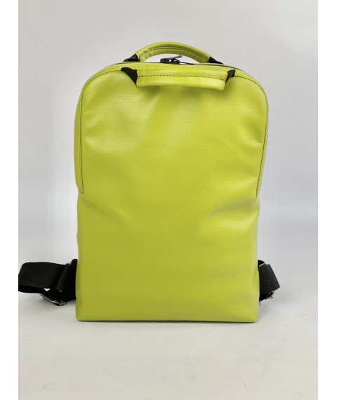 Женский рюкзак для ноутбука средний из экокожи зеленый M83x7