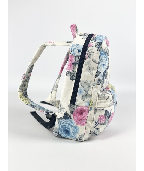 Backpack women's fabric with roses vanilla MTKx7