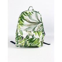 Рюкзак непромокаемый  городской женский среднего размера с розами ванильный с листьями пальмы MTKx9