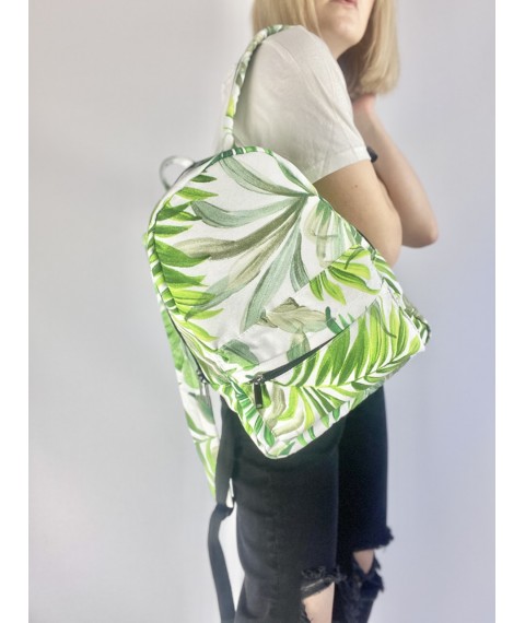 Рюкзак женский тканевый непромокаемый с листьями пальмы MTKx9