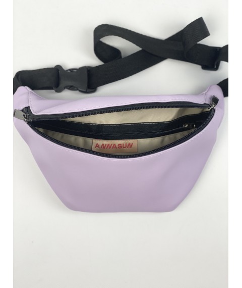 Urban women's small banana bag from eco-leather lavender lilac