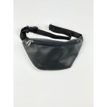 Urban small banana bag for women made of eco-leather black structured