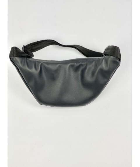 Urban small banana bag for women made of eco-leather black structured