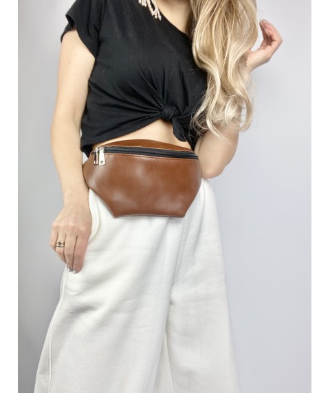 Urban women's small banana bag made of eco-leather gray