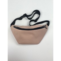 Urban women's small banana bag made of eco-leather pink powdery