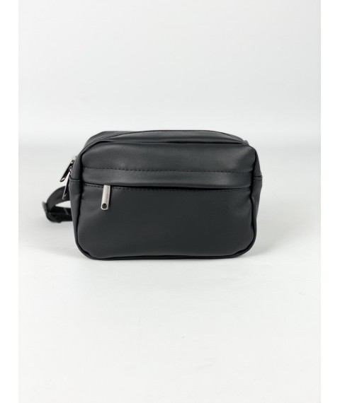 Women's city belt bag made of eco-leather black 9psx1