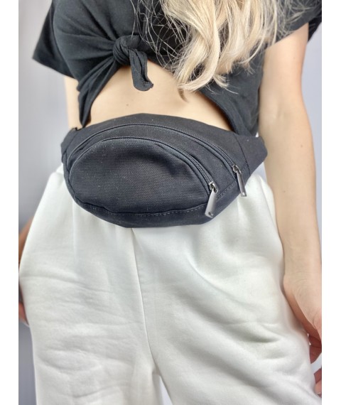 Waist bag banana female city oval small eco-leather gray