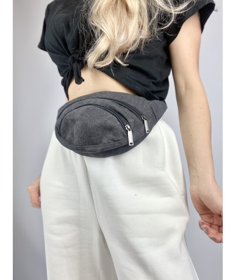 Waist bag banana women urban oval small fabric canvas graphite gray 2PSx27