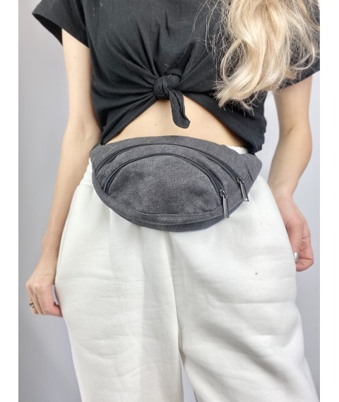 Waist bag banana women urban oval small fabric canvas graphite gray 2PSx27