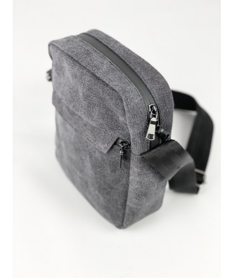 Women's rectangular shoulder bag cross-body fabric gray MMx3