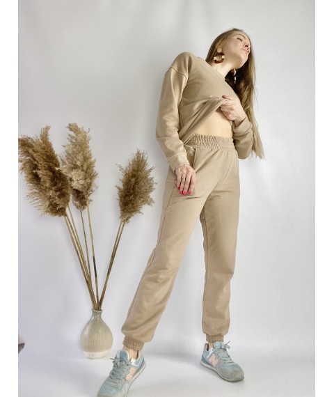 Beige tracksuit for women lightweight made of cotton size S