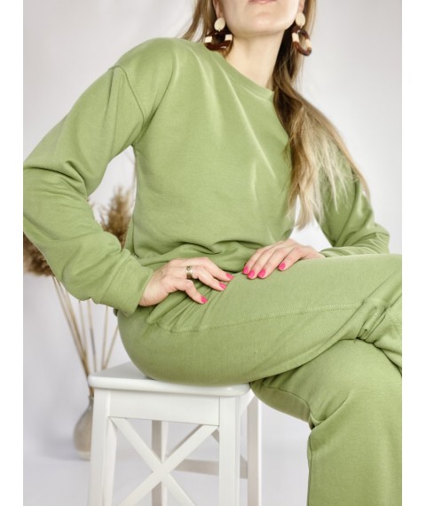 Зеленый спортивный женский костюм легкий из хлопка размер S
