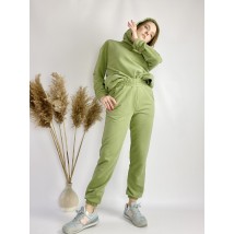 Зеленый спортивный женский костюм легкий из хлопка размер M