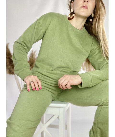 Зеленый спортивный женский костюм легкий из хлопка размер M
