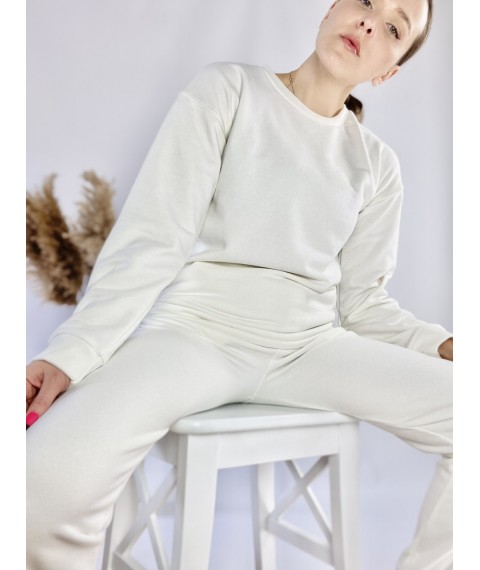 Milky white tracksuit for women, light, made of cotton, size L