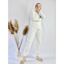Молочный белый спортивный женский костюм легкий из хлопка размер L
