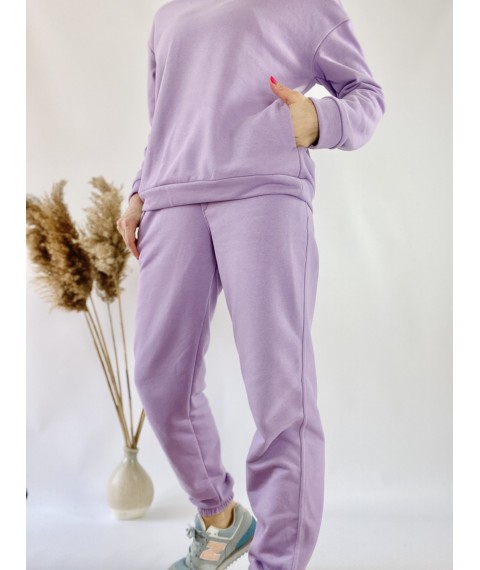 Lavender tracksuit for women with hoodie and skinny joggers in light cotton size ML