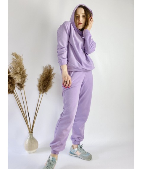 Lavender tracksuit for women with hoodie and skinny joggers in light cotton size ML