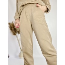 Beige tracksuit for women with hoodie and skinny joggers lightweight cotton size ML