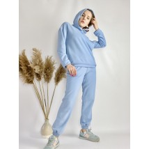 Women's light blue tracksuit with hoodie and skinny joggers in light cotton, size ML