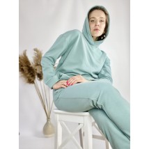 Turquoise tracksuit for women with hoodie and skinny joggers light cotton size ML