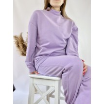 Lilac tracksuit for women with oversized sweatshirt made of cotton, size SM