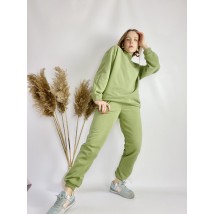 Women's green tracksuit with oversized sweatshirt made of cotton, size SM