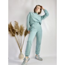 Turquoise tracksuit for women with oversized sweatshirt made of cotton, size SM