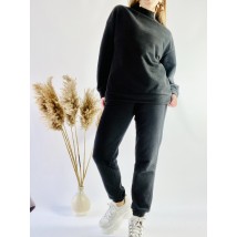 Black tracksuit for women with oversized sweatshirt made of cotton, size SM