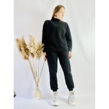 Black tracksuit for women with oversized sweatshirt made of cotton, size SM