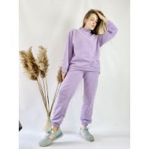 Lilac tracksuit for women with an oversized sweatshirt made of cotton, size ML
