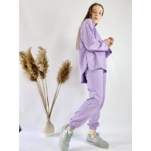 Lavender tracksuit for women with an extra long sweater in cotton, size SM