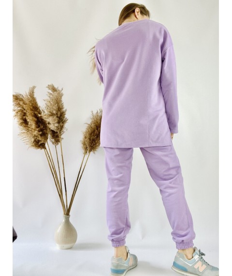 Lavendel Trainingsanzug f?r Damen mit extra langem Pullover aus Baumwolle, Gr??e SM