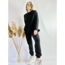 Schwarzer Damen-Trainingsanzug mit langem Baumwoll-Sweatshirt, Gr??e SM