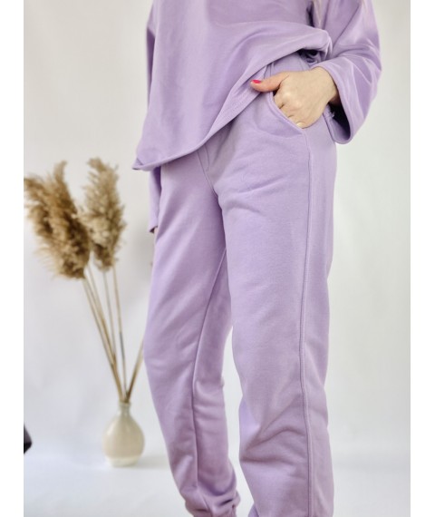 Lila Trainingsanzug f?r Damen mit einem l?nglichen Pullover aus Baumwolle, Gr??e ML